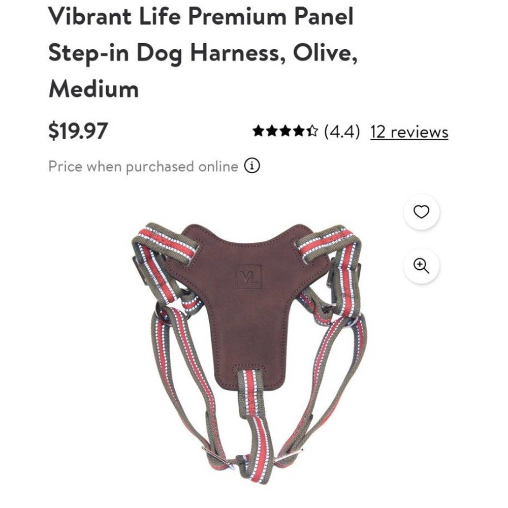 M medium vibrant life dog puppy premium panel step in harness reflective